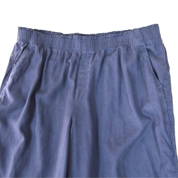 Old Navy Blue Grey Wide Leg Cropped Pants Size XL Linen Blend Elastic Waist - Picture 4 of 9